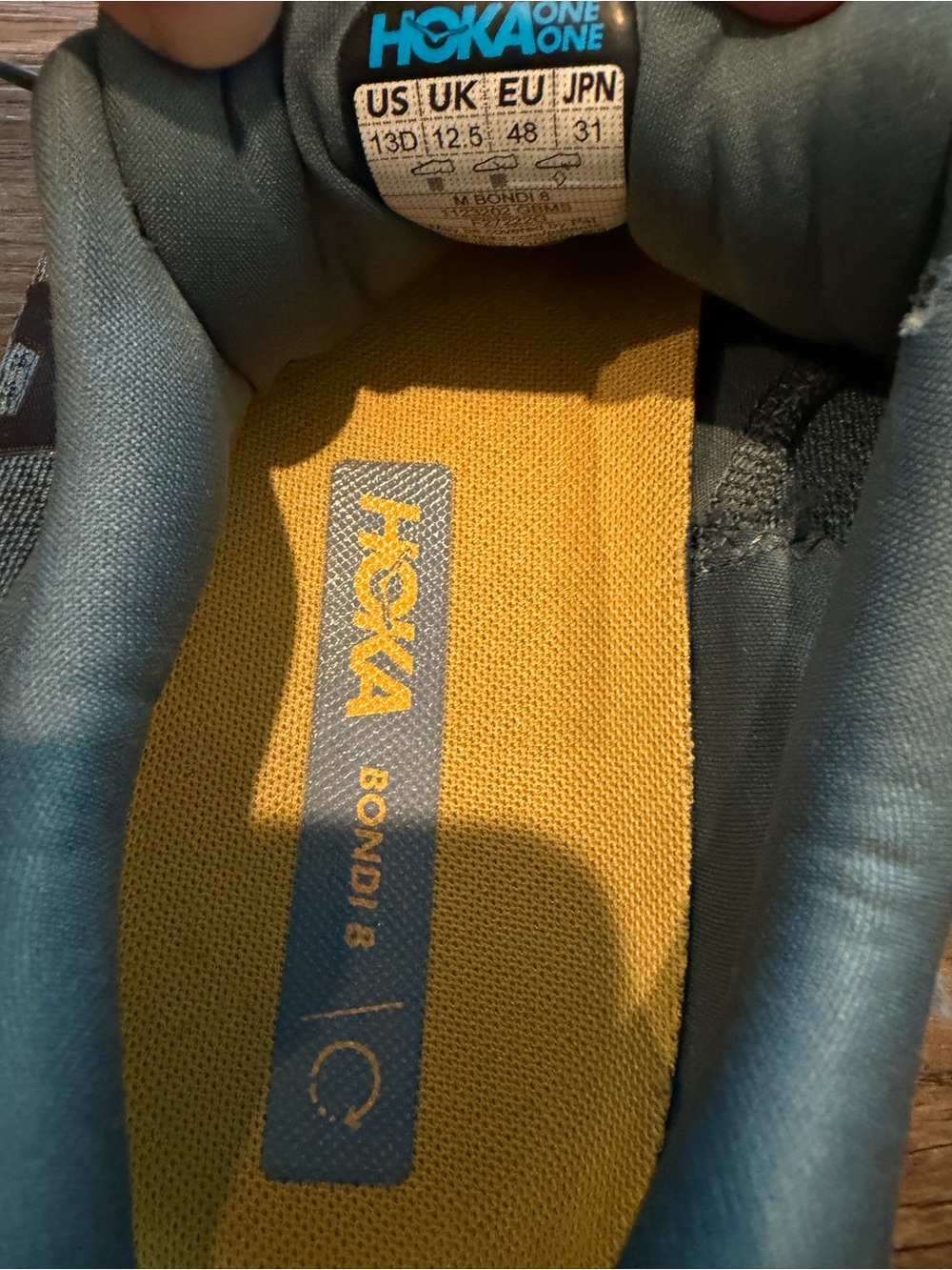 Hoka One One Men's Gray & Yellow Athletic Running Shoes - Picture 3 of 4